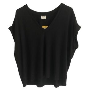 Mod Ref Black Rayon V-neck Relaxed Fit Medium